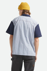 Brixton Builders Olson Blue Aura Stripe S/s Woven Shirt