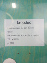 Krooked Dan Drehobl Eyes White Red Multi Size 7.81" Vintage NOS Deck