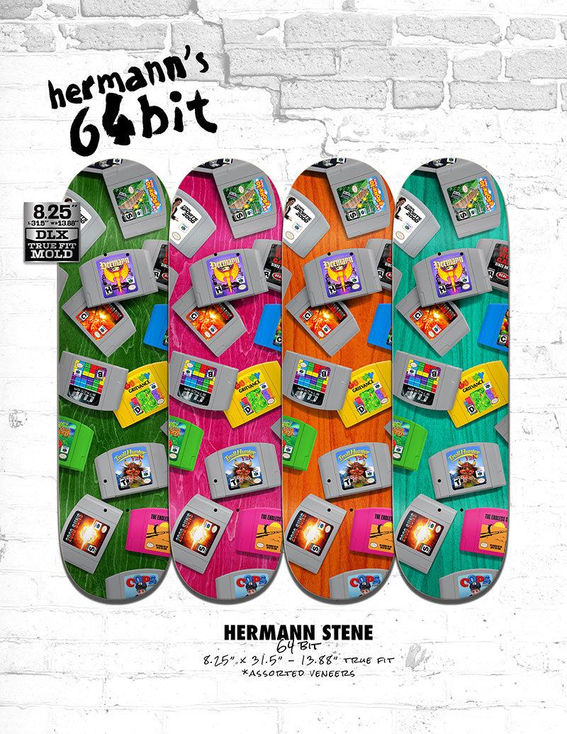 Real Hermann Stene 64 Bit 8.25" True Fit Assorted Stain Skateboard Deck