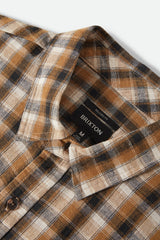 Brixton Cru Linen Blend Plaid Black/Tobacco Plaid S/s Woven Shirt