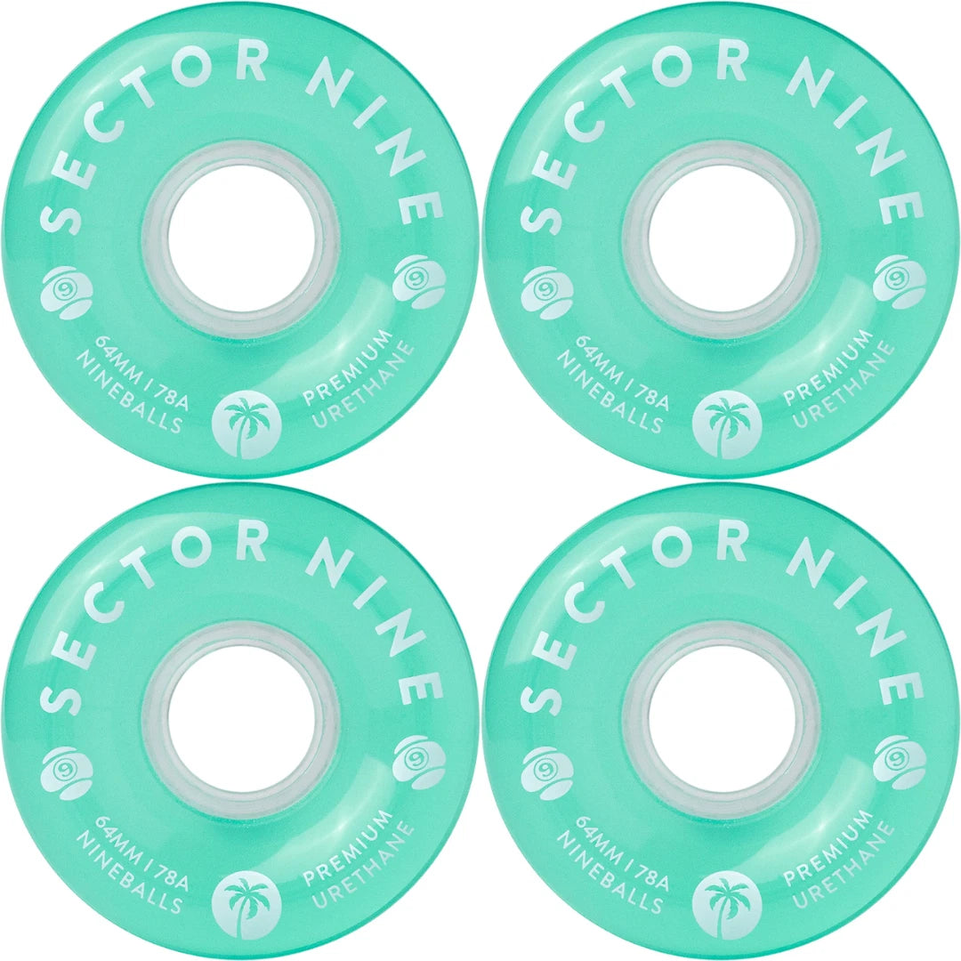Sector Nine 64 Mm 78a Nine Ball Teal Cruiser Skateboard Wheels