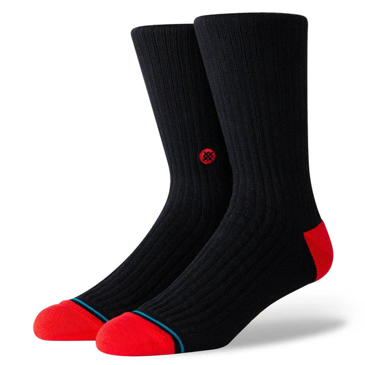 Stance Icon Heavy Black/Red Crew Socks M