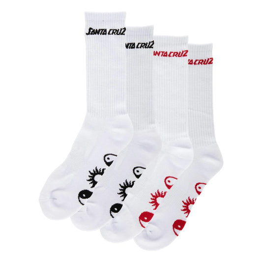 Santa Cruz Strange Strip Crew 2 Pack Size 9-11 White Socks
