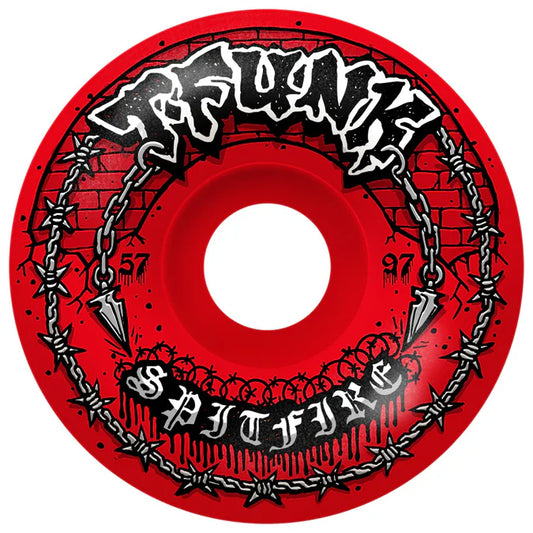 Spitfire T-Funk Raw F4 97a 57mm Radial Full Red Skateboard Wheels