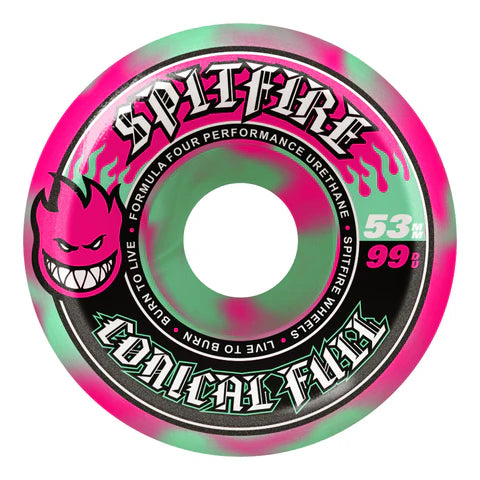 Spitfire F4 Conical Full Swirl Pink Teal 99a 53mm Wheels
