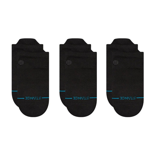 Stance Icon Low Tab 3 Pack Black Black Socks