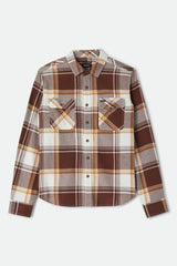 Brixton Bowery Lightweight Ultra Chocolate Off White L/s Flannel Shirt
