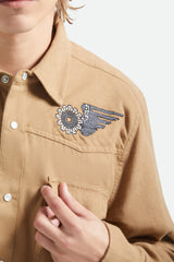 Brixton Waylon Lightweight Khaki Button Up Overshirt