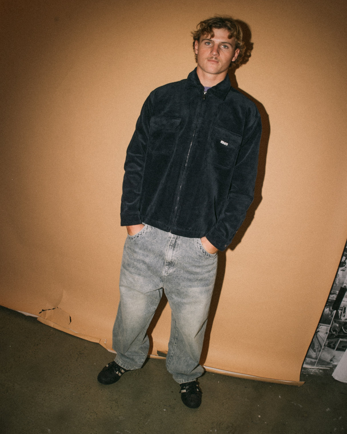 Rusty Zeal Navy Blue Cord Zip Up Jacket