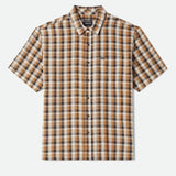 Brixton Cru Linen Blend Plaid Black/Tobacco Plaid S/s Woven Shirt
