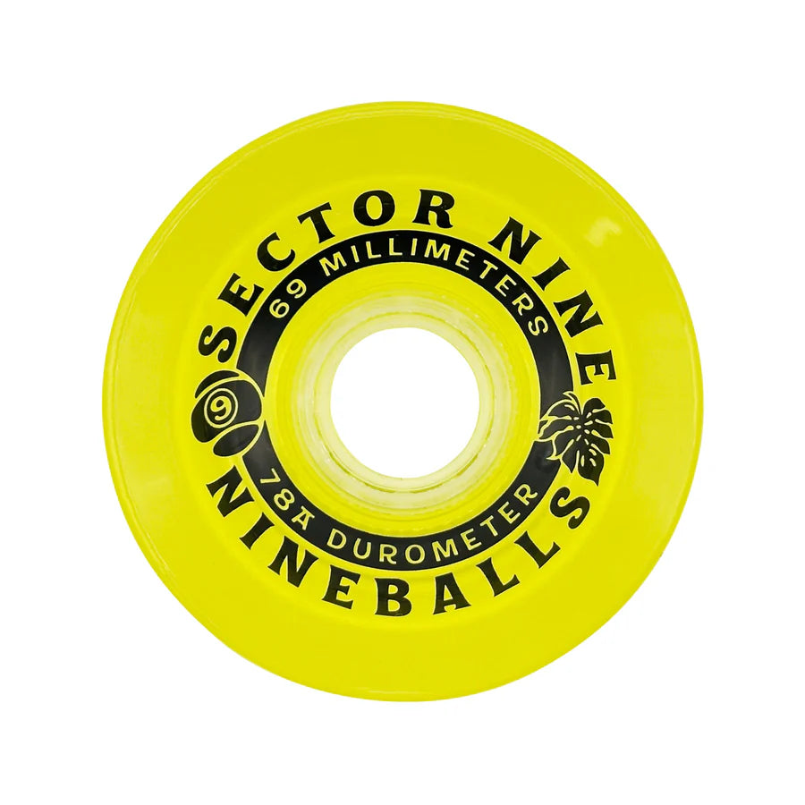 Sector Nine Nineballs Yellow 69mm 78a Cruiser Skateboard Wheels