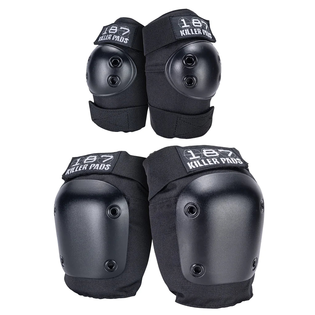 187 Killer Pads Combo Pack Knee & Elbow LG/XL Black Pads Set