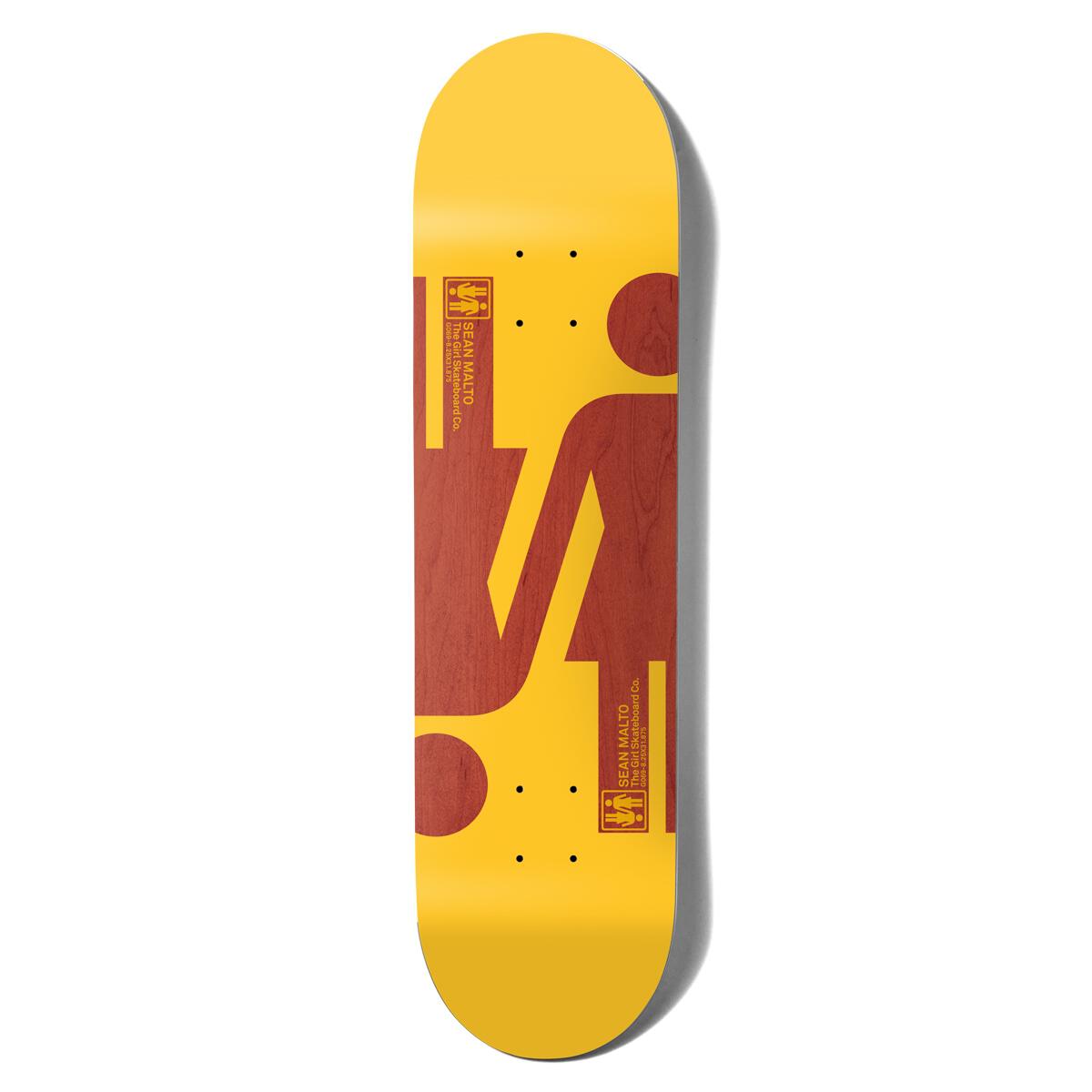 Girl Sean Malto Double Og Twin Tip Yellow 8.25" Skateboard Deck