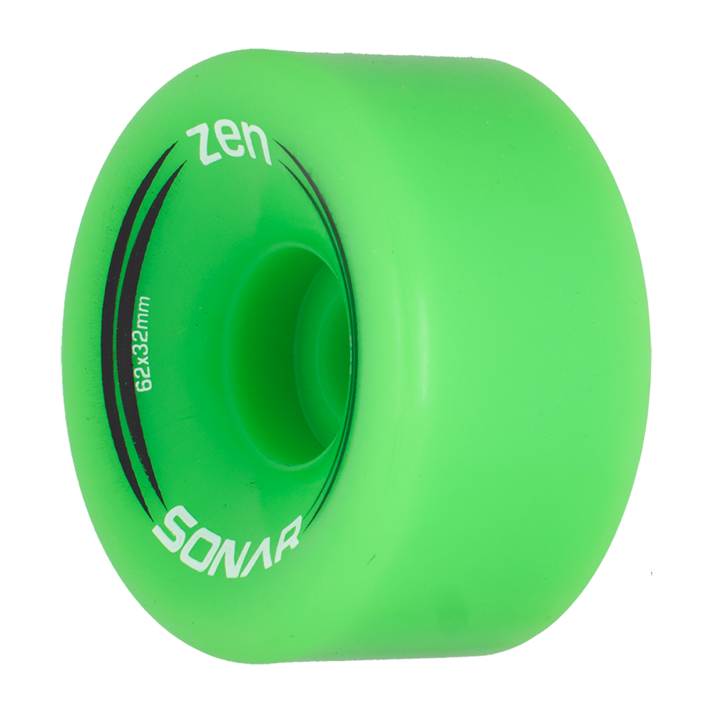 Riedell Sonar Zen 85a 62mm (Set of 4) Green Roller Skate Wheels