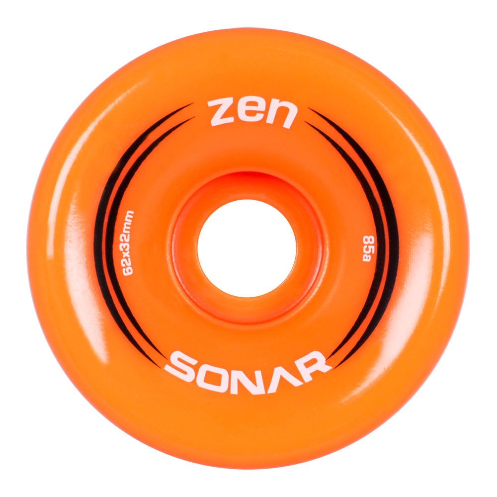 Riedell Sonar Zen 85a 62mm (Set of 4) Orange Roller Skate Wheels