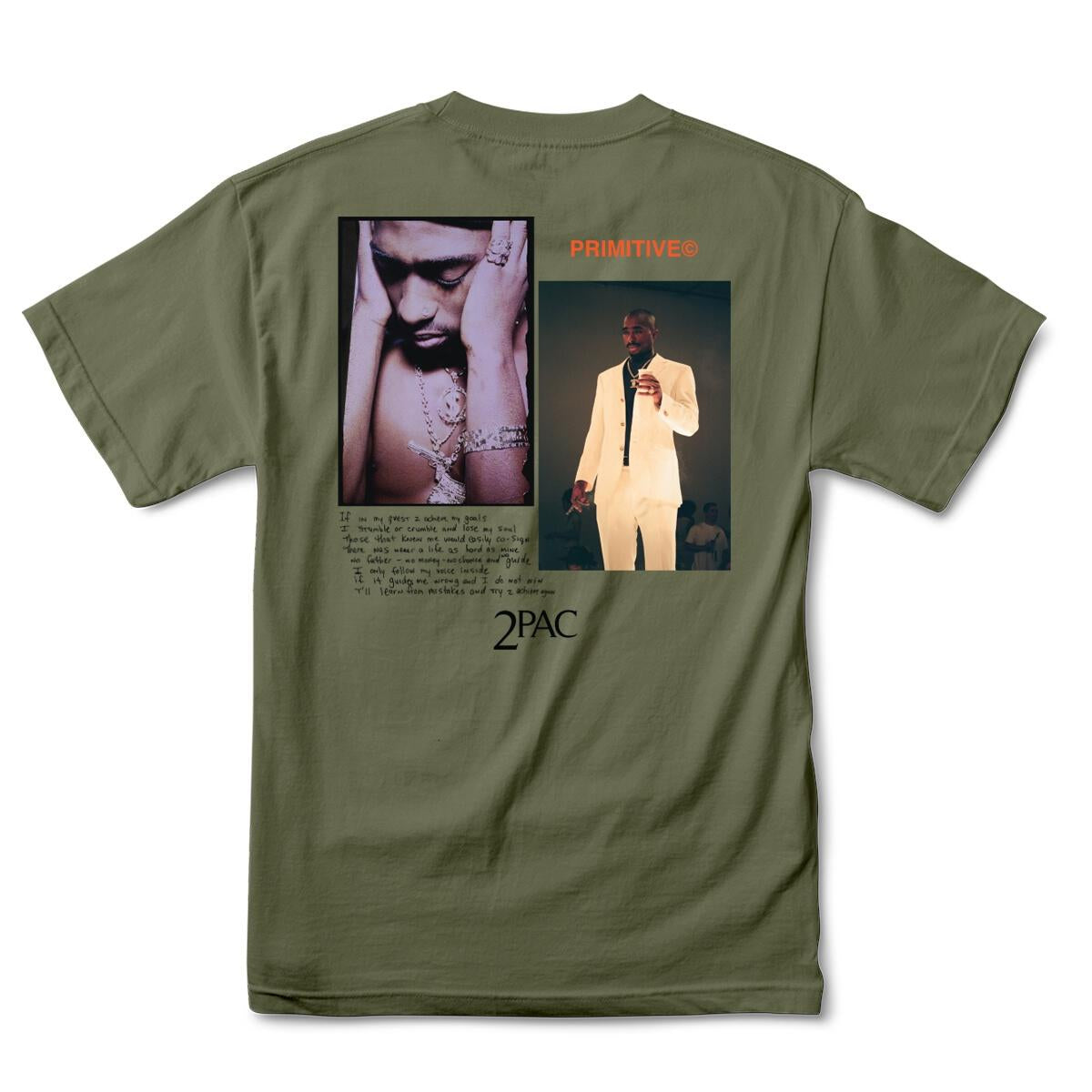 Primitive x Tupac Voice Military Green T-Shirt