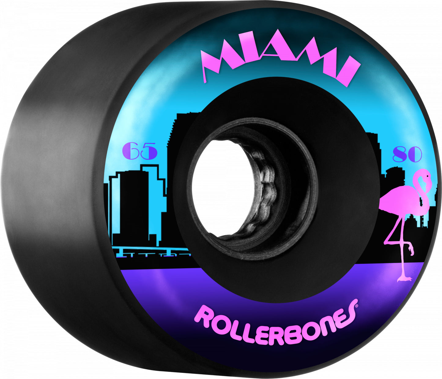 Roller Bones Miami 80a 65mm (Set of 8) Black Roller Skate Wheels