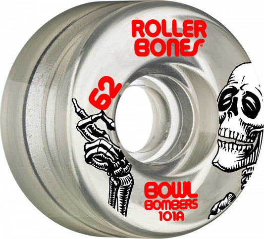 Roller Bones Bowl Bombers 101a 62mm Clear (Set of 8) Roller Skate Wheels